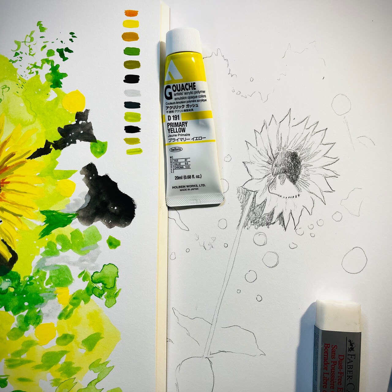 Gouache Sunflower Painting, Part I with @AdrienneHodgeArt
